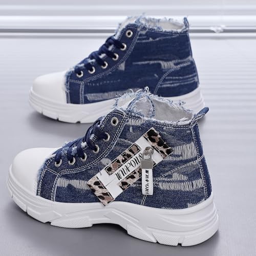 Women's Lightweight Platform High Top Canvas Sneakers Breathable Running Walking Shoes3