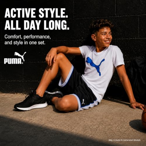 Image of PUMA Boys 3 Piece Performance Tee Tank Top & Gym Shorts Set (Sizes 4-16)