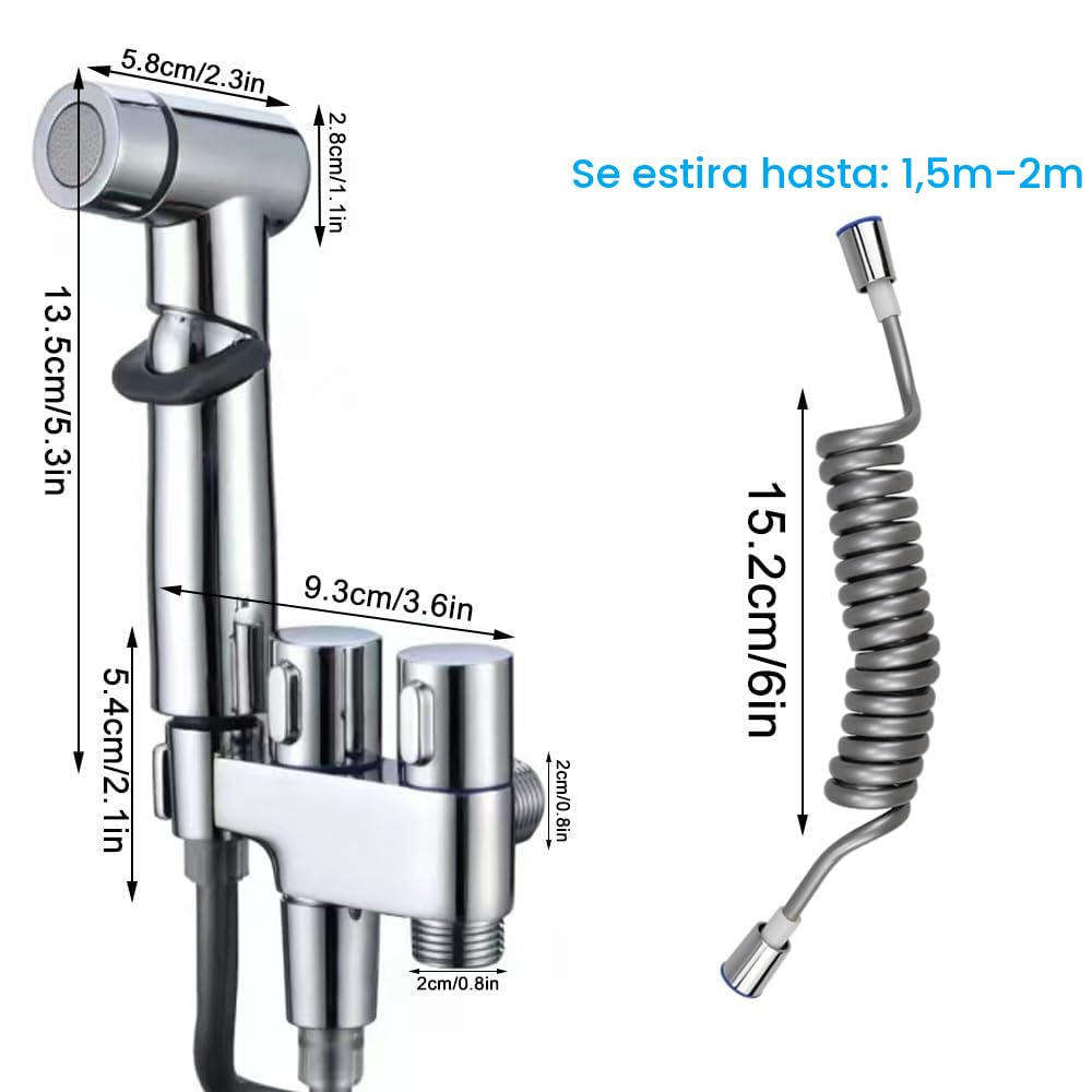 Mocrop Upgrade Grifo Bidet Para WC Kit Ducha Bidet Para Wc Para Lavabo con Manguera de 2m Duchas Higienicas para Bidet para Inodoro Ducha de Mano Purificadora