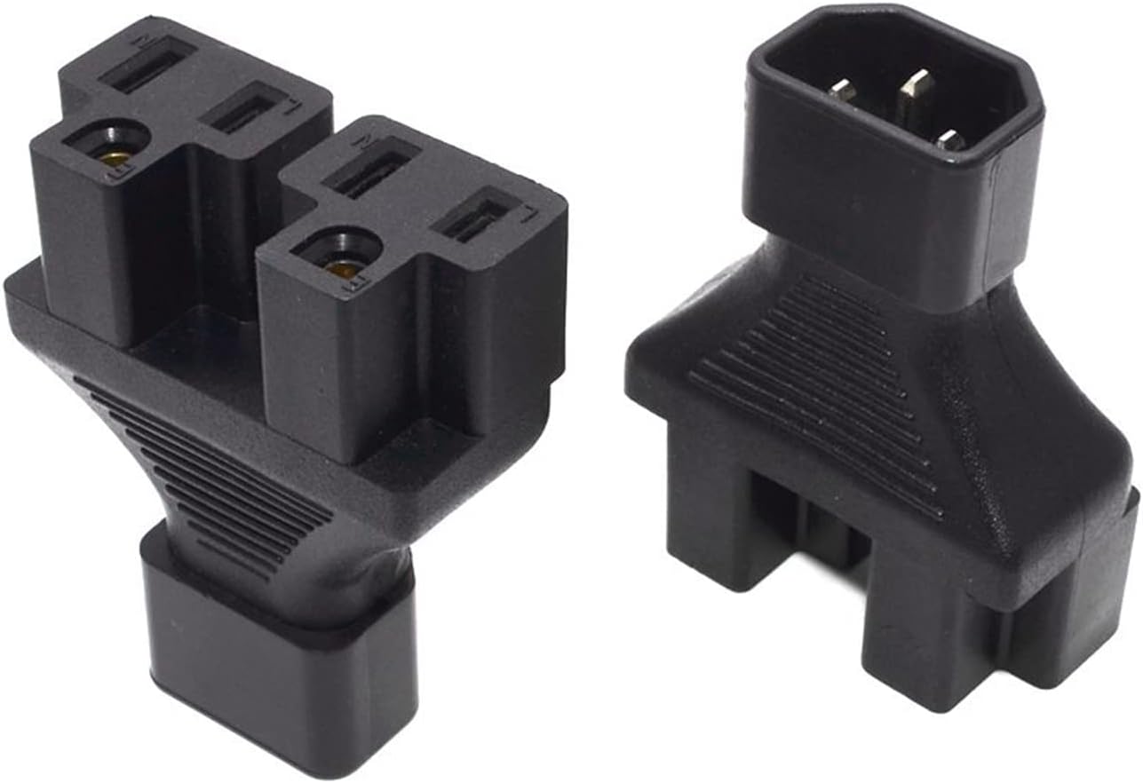 LINGLING ONE IEC320 C14 to Nema 5-15R Converter Plug, PDU Power Plug USA Socket Power Adapter, C14 Male to Nema 5-15R Female Extender 2X US 3 Pin Power Connector Splitter