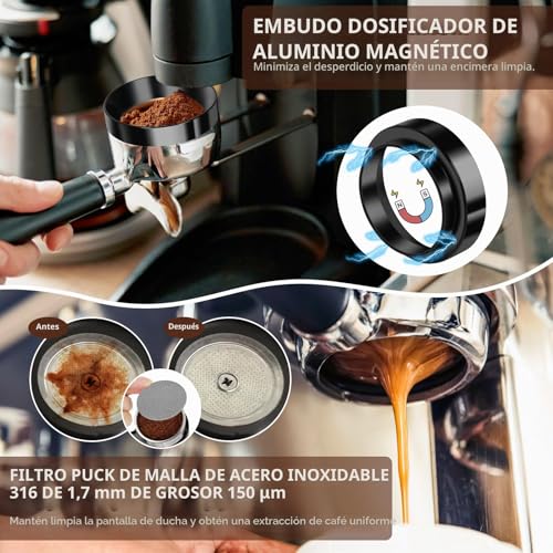 Miniatura 4 de Y-Step Juego De Prensador De Café De 51 Mm, 25 Piezas Con Anillo Dosificador De 51 Mm, Pantalla De 51 Mm, Paño Barista, Herramienta Wdt, Agitador De Café, Tapete, Juego De Arte Latte, Jarra De