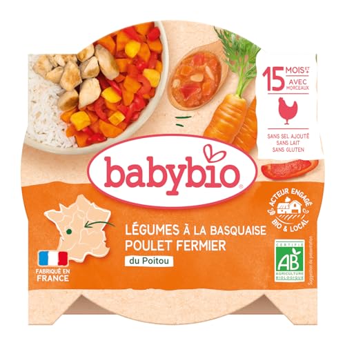 Babybio Assiette Légumes à la Basquaise/Poulet Fermier du Poitou 15+ Mois 260 g