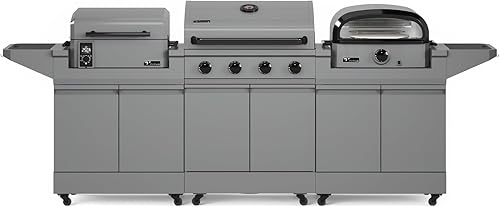 Miniatura 14 de TYTUS Anaheim - Parrilla de gas de 4 quemadores con dos carritos de preparación, ahumador de pellets y horno de pizza con tapa, paquete de cocina al