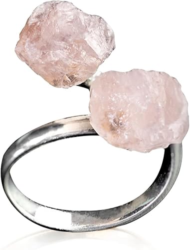 AYANA Adjustable Healing Crystal Ring | Handmade bypass ring for women with Gold-plated Copper | Statement Rings with Ethically Sourced Natural