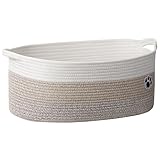 HiChen Large Dog Toy Basket, 19.7' X 11' X 7.9' Woven Rope Basket for Toy Storage, Dog Storage Bins with Handles, Gift Baskets Empty for Baby Shower, Mixed-Brown