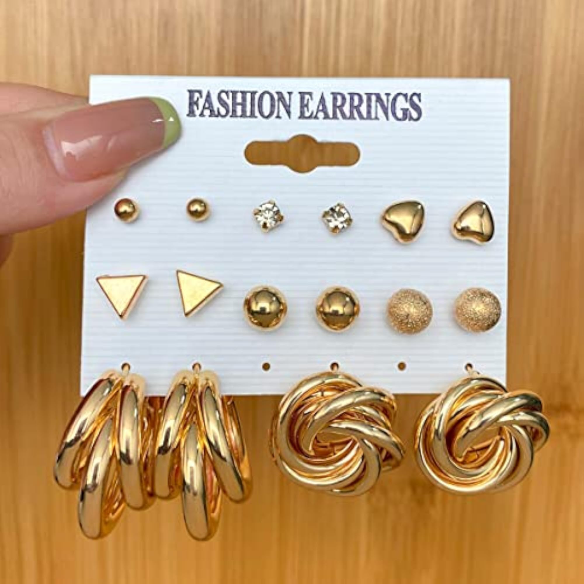 Plated Studs and Hoop Earrings Set of 8