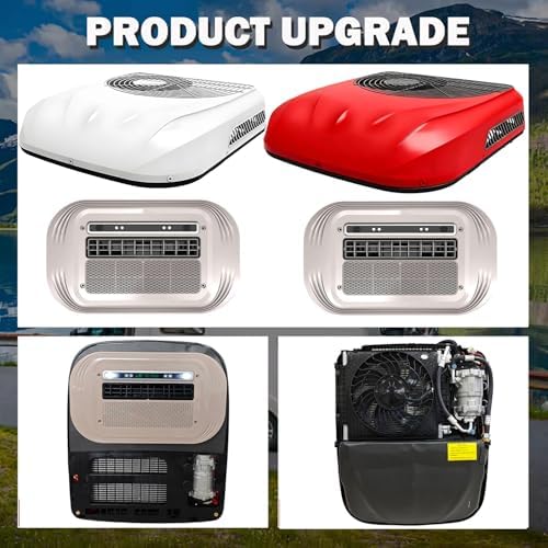 60V 72V DC RV Rooftop Air Conditioner - 1600W Cooling & 1000W Heating, 360° Airflow, Temp Display, Rapid 8 Min Warm-Up, 300m³/H for Cars, Trucks, Vans