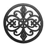 ACOLY Salvamanteles de hierro fundido, resistente al calor, de metal negro, para ollas, sartenes, platos y decoración de cocina y comedor.