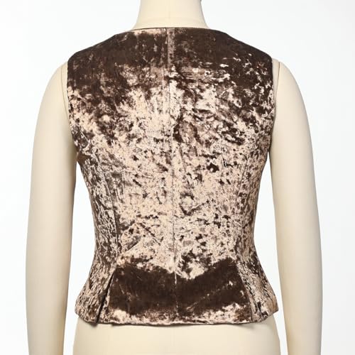 Vintage Velvet Vest for Women V-Neck Cropped Sleeveless Dressy Waistcoat Casual Tops3
