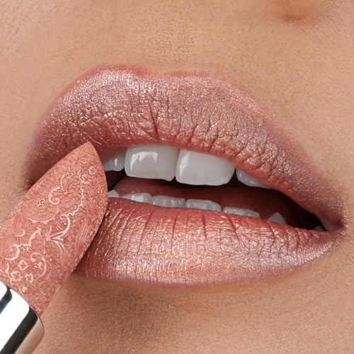 Anglicolor Glitter Metallic Nude Pink Lipstick,High Impact Lipcolor,Lightweight Hydrating Formula Smooth and Non-Sticky,Lipstick For Women,Full-Coverage Lip Makeup(07 PURE ENVY, 4g)