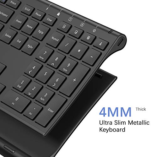 Rechargeable Wireless Keyboard, Jelly Comb 2.4GHz Full Size Ultra Slim Keyboard for Computer / Desktop / PC / Laptop / Surface / Windows OS