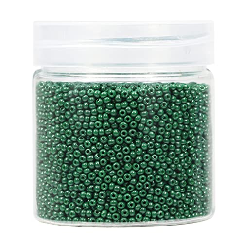 Bala&Fillic Tamaño casi uniforme verde militar, cuentas de semillas de 2 mm, alrededor de 10000 unidades/110 gramos en caja, 12/0 cuentas de semillas de...