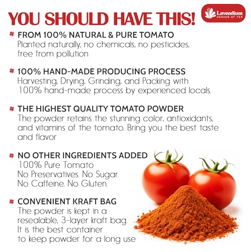Image of Non-GMO, Vegan, Gluten-Free, No Additives - Rich Color & Flavor (1.56 lbs (25oz), Tomato Powder)