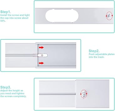 Portable AC Window Kit with Exhaust Hose, Air Conditioners Kits Parts Adjustable Window Seals for Sliding Window, Vertical Sliding AC Vent Kit with 5.9 Round Coupler
