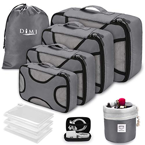DIMJ 10 stück Kleidertaschen, Koffer Organizer Set für Kleidung, Schuhe, Unterwäsche, Kosmetik,Datenkabel und andere Zubehör