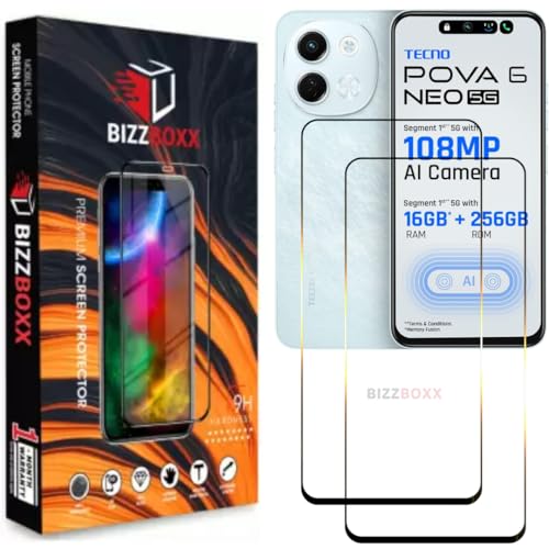 Image of Compatible With Tecno POVA 6 NEO 5G Tempered Glass Screen Protector Guard With Precise Edges - High Definition, Shatterproof, Easy Install, Anti-Fingerprint (POVA 6 NEO) - Pack of 2
