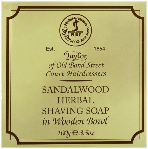 Taylor of Old Bond Street Wooden Bowl Sandalwood Herbal Shaving Soap, 100g