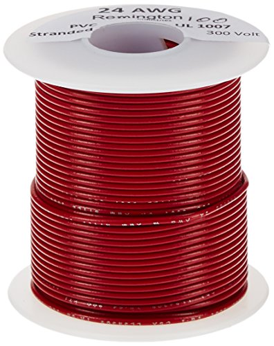 24 AWG Gauge Stranded Hook Up Wire, 100 ft Length, Red, 0.0201
