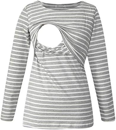 Smallshow Women's Long Sleeve Breastfeeding Top Maternity Nursing T-Shirt Pregnancy Clothes