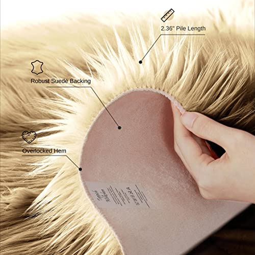 Teppich Wölkchen Faux Fur Runner Rug | Sheep Skin Throw Rug | Washable Fluffy Runner Rug | Fuzzy Area Rug For The Living Room, Bedroom, Nursery Decor | Fluffy Table Runner I Mocha Brown - 2X6Ft #TOP4