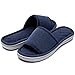 Women's Comfort Memory Foam Cotton House Slippers Spa Shoes w/Fleece Lining & Anti-Skid Rubber Sole (Medium / 7-8 B(M) US, Navy Blue)