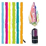 Leopinky Rainbow Stripe Beach Towel - Colorful Stripe Beach Towel for Adults, Sand Free Pool Beach Towels for Women/Men 31 x 63in