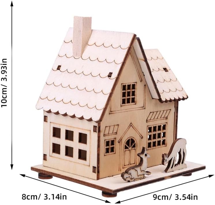 Angoily Christmas Village Houses, 2 Pcs Lighted Wooden Houses