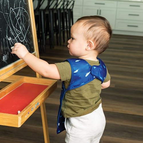Image of Tiny Twinkle Mess Proof Baby Bib for Boys | Waterproof Toddler Bib for Eating | Baby Apron for Feeding, Machine Washable | Perfect Shower Gift (Ocean Life, 6-24M)