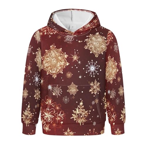 Kids Hoodies Sweaters Christmas Xmas Snowflake Hooded Sweatshirts with Big Pockets for Boys Girls B0400381