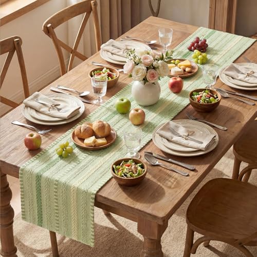 Artoid Mode Sage Green Farmhouse Woven Table Runner, Seasonal Holiday Rustic Kitchen Dining Table Decoration for Home Party Decor 12x72 Inch by Artoid Mode - Used condition - Image 5