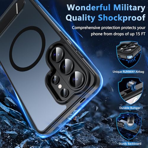 RC1WD Magnetisch für Samsung Galaxy S26 Ultra Hülle mit Ständer für MagSafe,Handyhülle S26 Ultra mit 2 Stück Schutzfolie,Dünn Durchscheinend Bumper Case für Samsung S26 Ultra 5G(Schwarz)