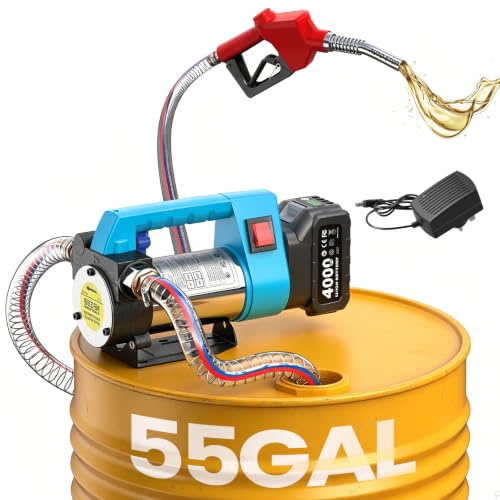 SEESII Cordless Diesel Transfer Pump, 1x4.0Ah Battery, Auto-Stop Nozzle
