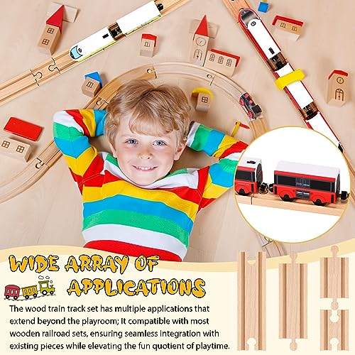 liliful pack of 8 wood train track expansion packs compatible with most train tracks 2 sizesmixed straight