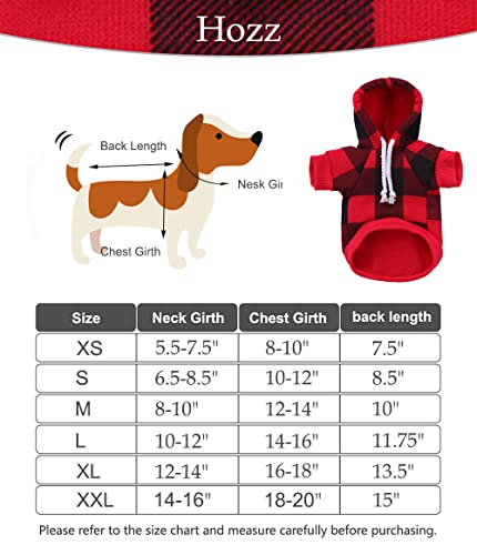 Hozz Red Dog Hoodie Winter Dog Sweatshirt With Leash Hole And Pocket Warm Dog Clothes For Buffalo Plaid Small Dog Sweater Chihuahua Coat Clothing Puppy Custume Xs #TOP2