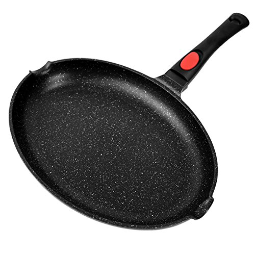 Poêle à poisson antiadhésive marbre 33cm manche amovible cuisine 1.8QT