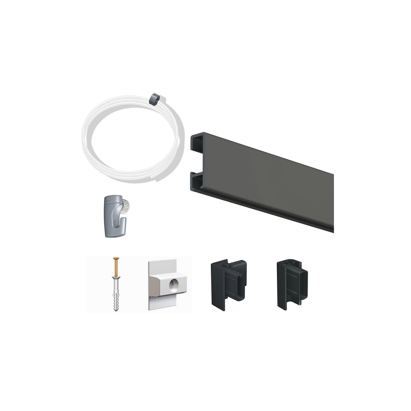 Arti Teq - Pack Eco 8 mètres de cimaise Click Rail couleur Noir - Solution suspension cadres et tableaux - Noir
