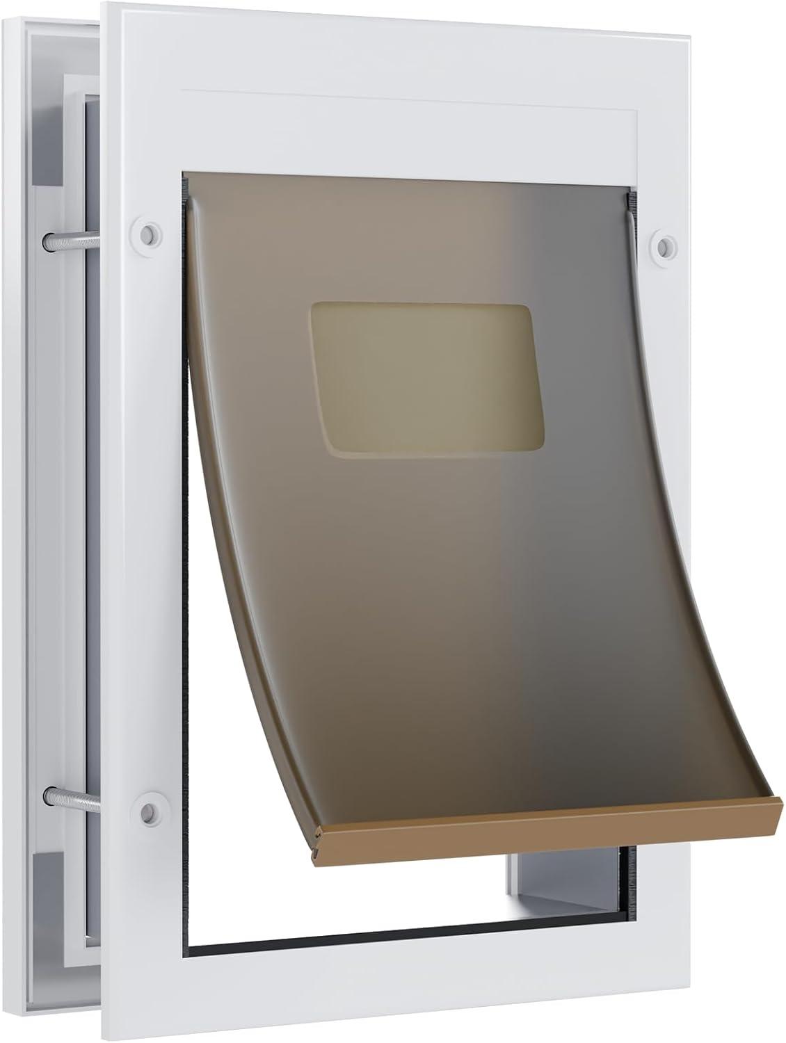 Medium Metal Dog Door 11 ¼ ”x 15 ¾” Medium Dog Door for Wall and Door Pet Door with 2 Lock & Durable Aluminum Frame, Doggy Door for Dogs and Pets, White