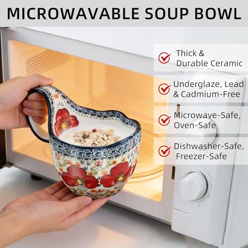 image for ALMA 2026 Updated Soup Bowls With Loop Handles Microwave & Oven Safe, 