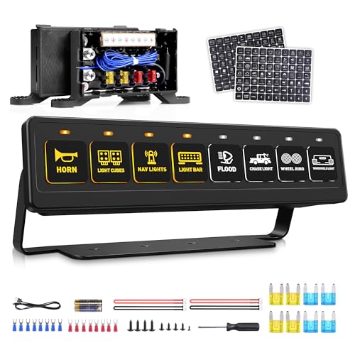 SS Vision BC80 8-Gang Wireless Switch Panel, 164FT Range, for Dual Battery System, Auxiliary Toggle Rocker ON-Off Relay Circuit Box, 4 Control Modes for Vehicle Off Road Truck Marine UTV Car