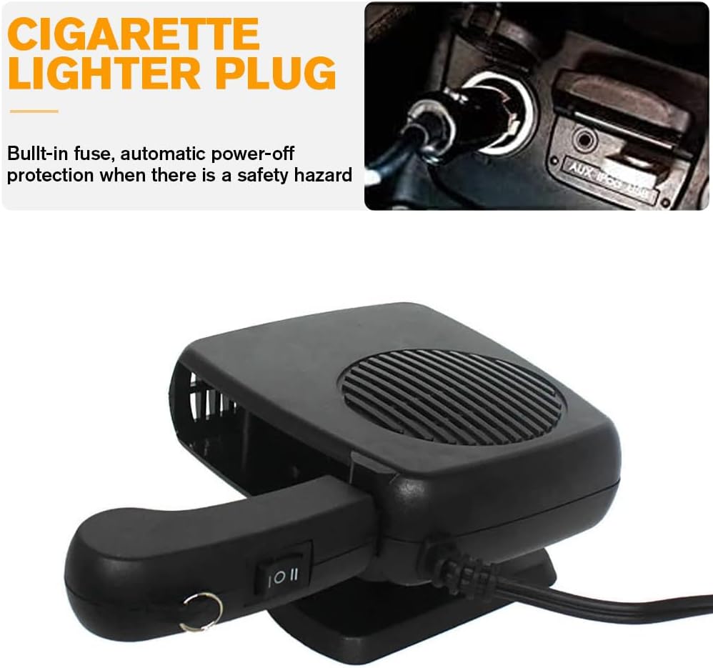 Portable 12V Car Heater & Defroster, 200W Fast Heating & Cooling Fan,Plug In Car Heater for Windshield Defogger with 360° Car Heaters for Vehicle,Car,RV,SUV