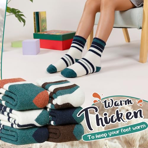 Eyean Kids Merino Wool Socks Boys Girls Thermal Winter Hiking Warm Thick Boot Cozy Toddler Crew Socks 6 Pairs2