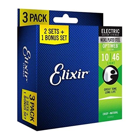 Elixir Strings 16552 Nickel Plated Steel Electric Guitar Strings with Optiweb Coating, Set of 3 Pieces Cover