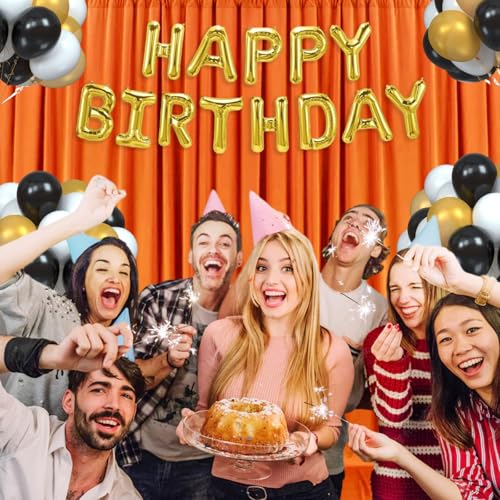 Image of 10 x 7 Feet Orange Backdrop Curtain for Partie, Background Curtains for Photoshoot, Birthday, Wedding, Halloween, Thanksgiving, Christmas, New Year Party Decorations 5Ft x 7Ft, 2 Panels