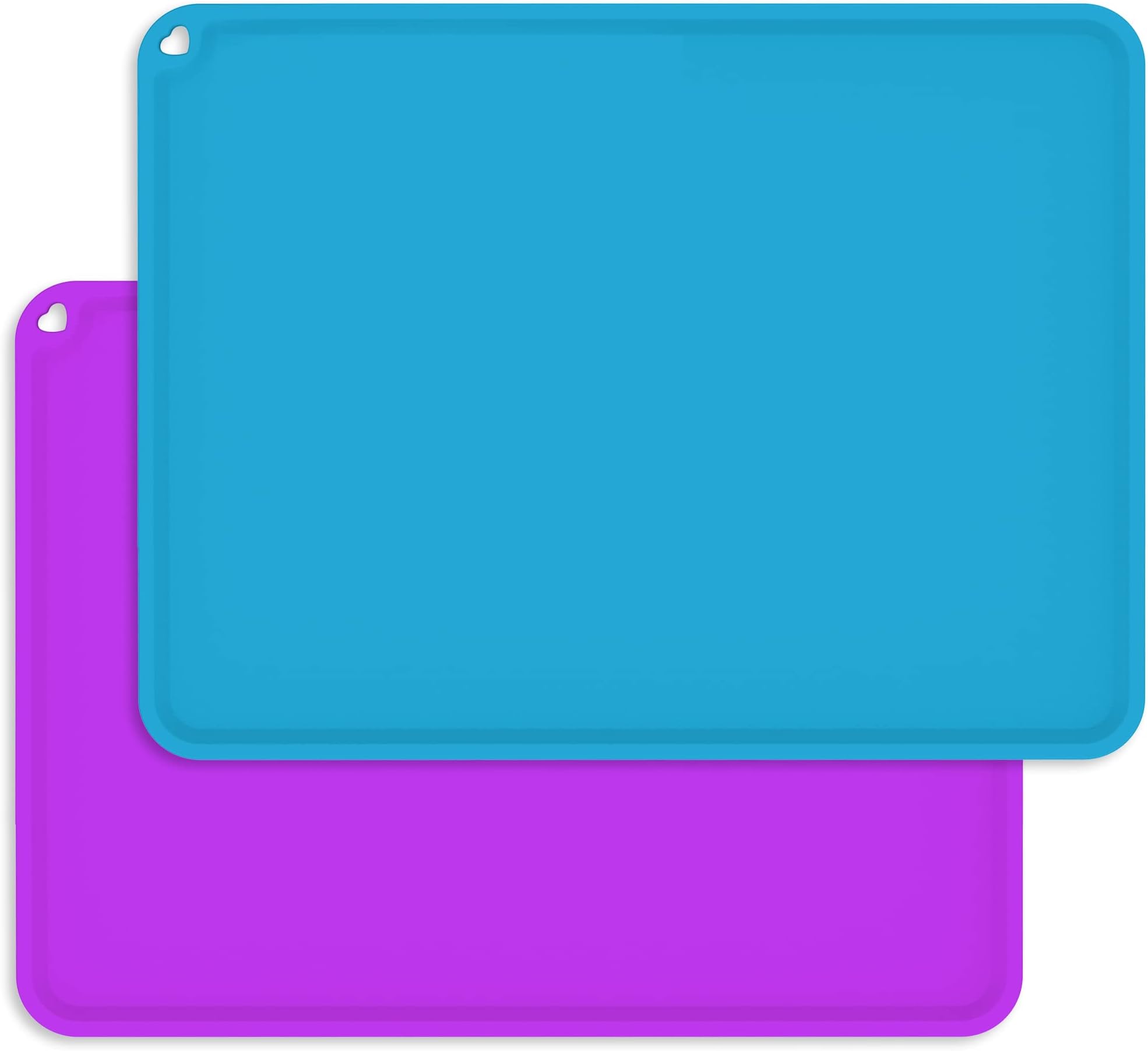 Kids Placemats, Silicone Baby Placemats for Kids Toddler Children Reusable Non-Slip Table Mats, Baby Food Mats for Restaurant, 2 Pack, Purple/Blue