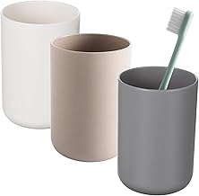 Gentpovth Pack of 3 300 ml Toothbrush Cups, Toothbrush Holder for Toothbrush and Toothpaste, Simple Style, Frosted Surface, Toothbrush Holder with High-Quality Plastic, Accessory Organiser