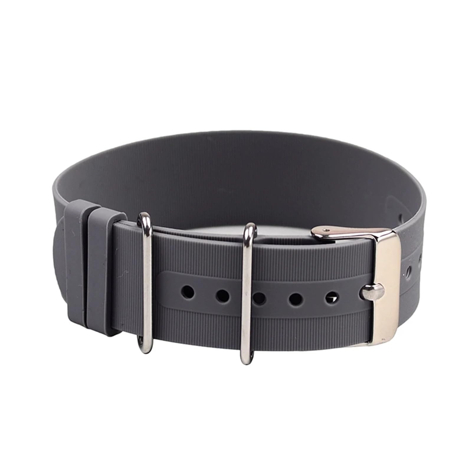 Bracelet silicone étanche 20mm en caoutchouc premium gris résistant et souple