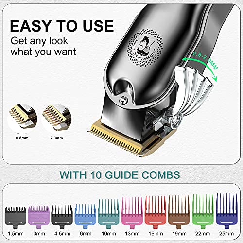 image for Hatteker Hair Clipper Cordless Hair Trimmer Barber Clipper T-Blade Tri