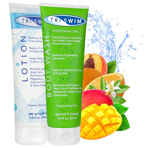 TRISWIM - Anti-Chlor Kosmetikpaket für Schwimmer, Anti Chlor Duschgel und Intensiv Regenerierende Bodylotion, Duschgel Damen und Herren Wäscht Chlor und Poolchemikalien Weg - 251+250 ml TRISWIM - Anti-Chlor Kosmetikpaket für Schwimmer, Anti Chlor Duschgel und Intensiv Regenerierende Bodylotion, Duschgel Damen und Herren Wäscht Chlor und Poolchemikalien Weg - 251+250 ml