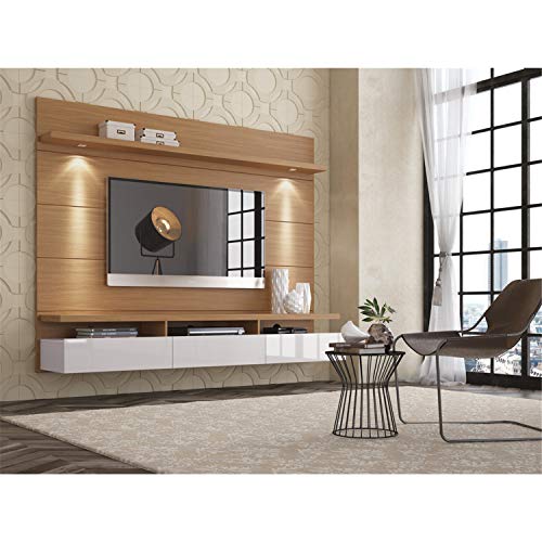 Manhattan Comfort Cabrini Wall Mounted Home Theater Entertainment Center, 71.25", 71 Inches, Maple Cream #TOP1