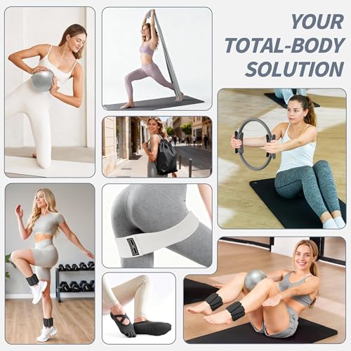 NANATI Pilates Kit 18PCS,Pilates Essentials Kit for Women,Pilates Equipment with 14.5" Pilates Ring and Ball,7 Resistance Bands,Ankle Weights,Sliders & Grip Socks Accessories for Starter Home Workouts by NANATI - Image 2
